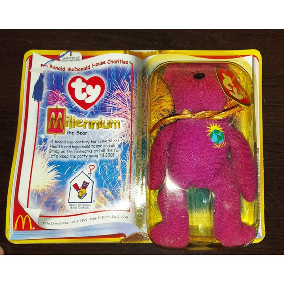 McDonald's Ty Teenie Beanie Babies RHMC Millennium 2000 + THE END SET OF 2 BEARS - Picture 3 of 6